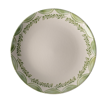 Blocho Limoncello Tallrik flat rund vit med mönster 25cm, 6st/frp