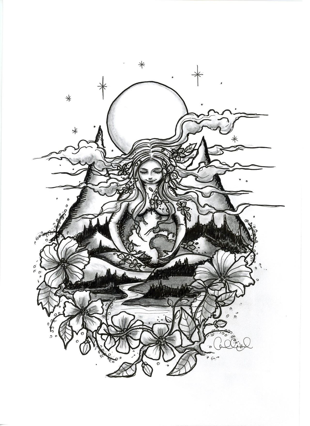 Print Gaia - Grekiska gudinnan moder jord