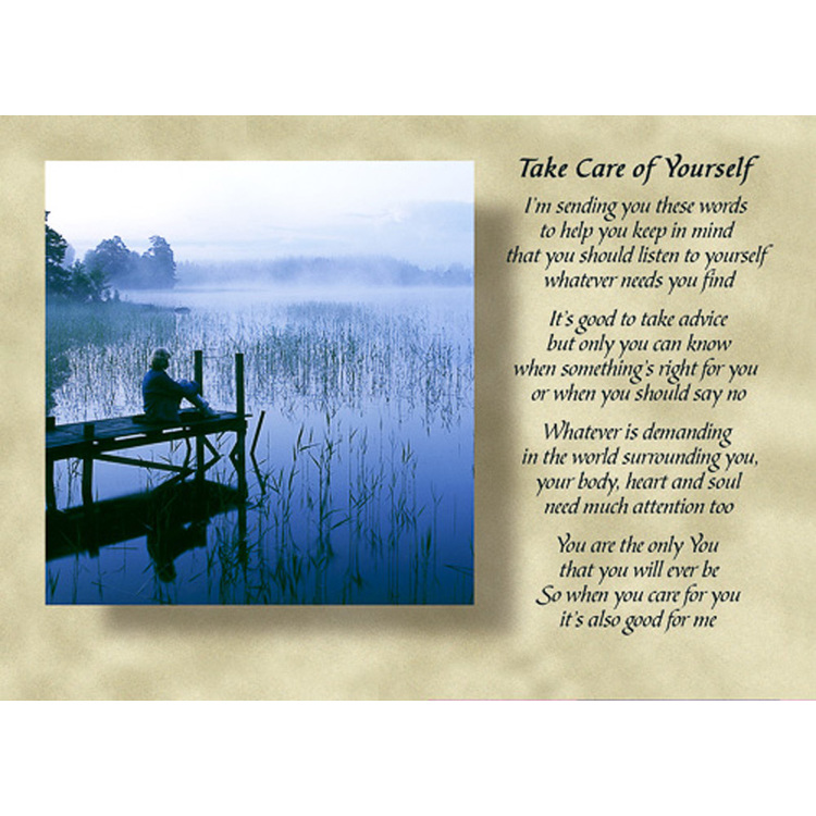Diktkort med engelsk text av Siv Andersson - Take Care Of Yourself. Foto: Per Johansson. Kortbutiken säljer detta vykort.