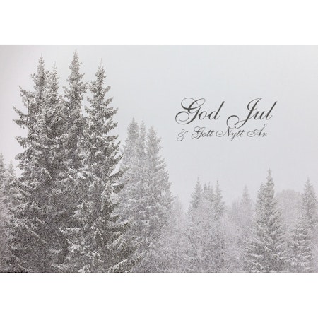 Julkort – Snöfall i skog