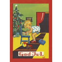 Julkort - Barn och paket - (minikort A7)