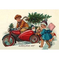 Julkort - Mc med barn - (minikort A7)