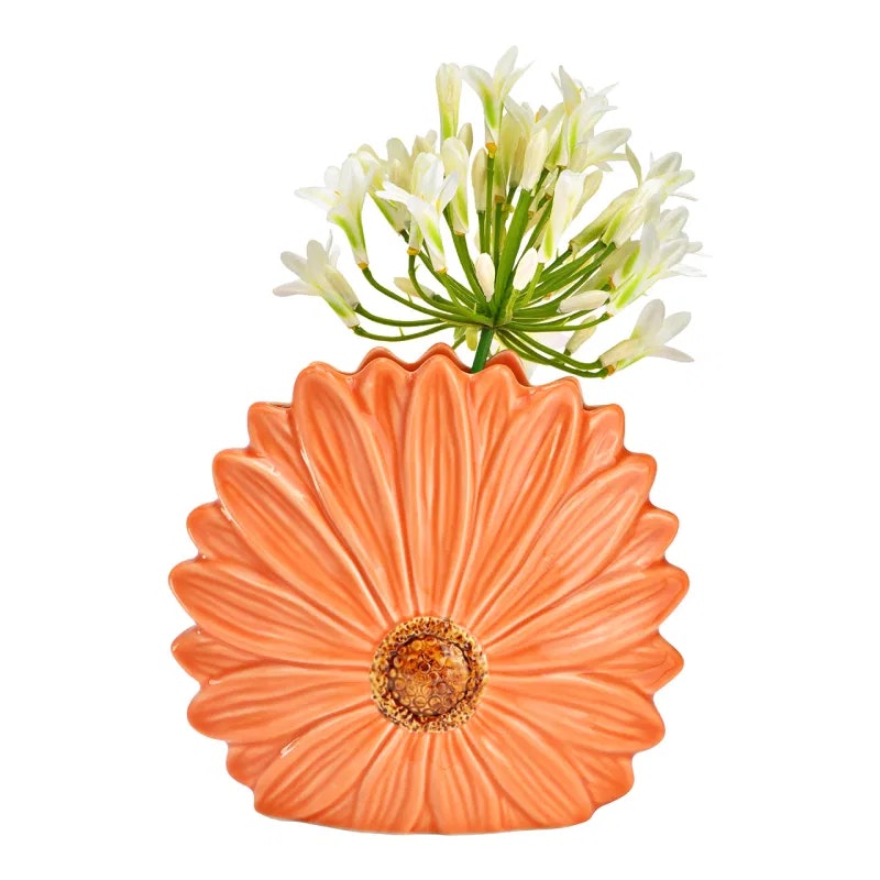 vas keramik blomma aprikos 12