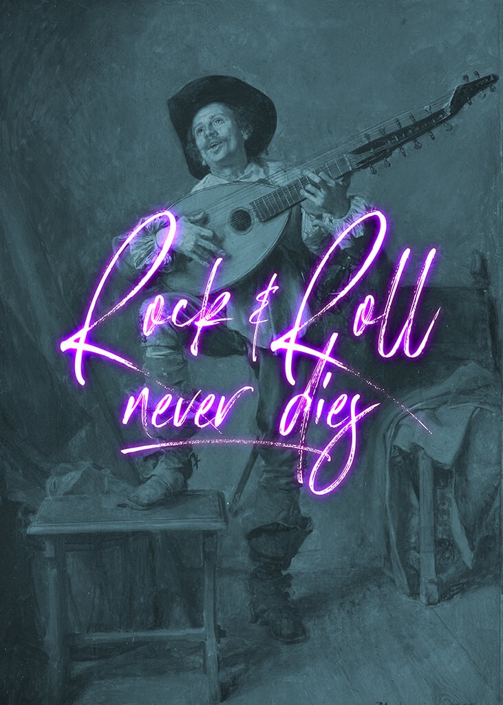 Rock & Roll Never Dies Neon Poster