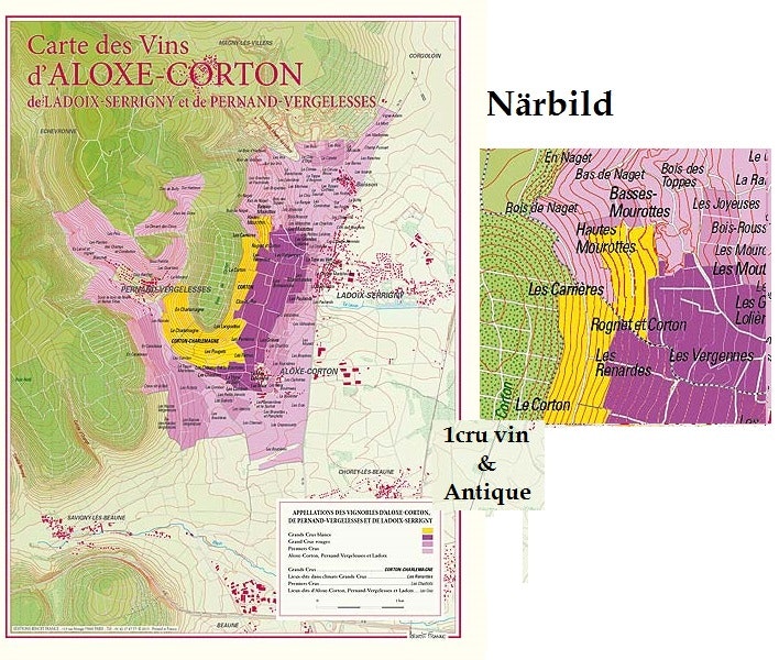 Vinkarta Aloxe Corton och Pernand Vergelesses