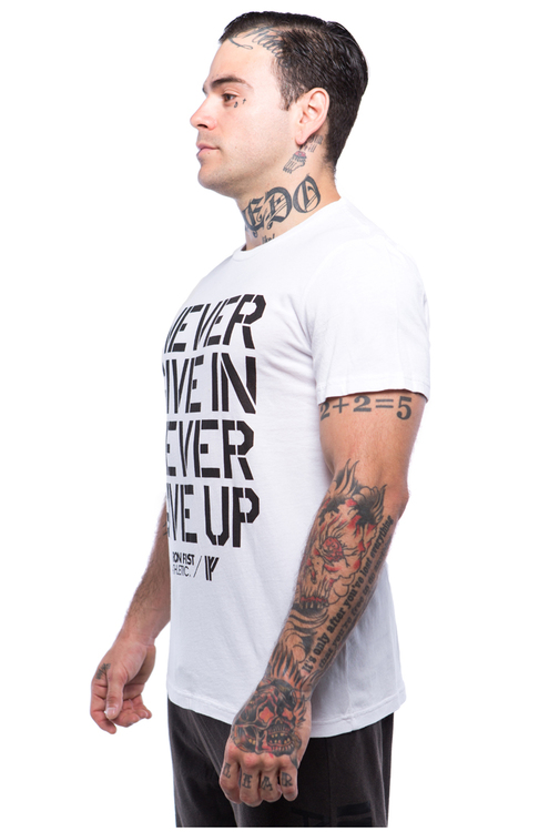 Iron Fist Athletics Mens Never Give In Tee M