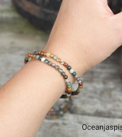 Oceanjaspis, armband 4mm runda pärlor