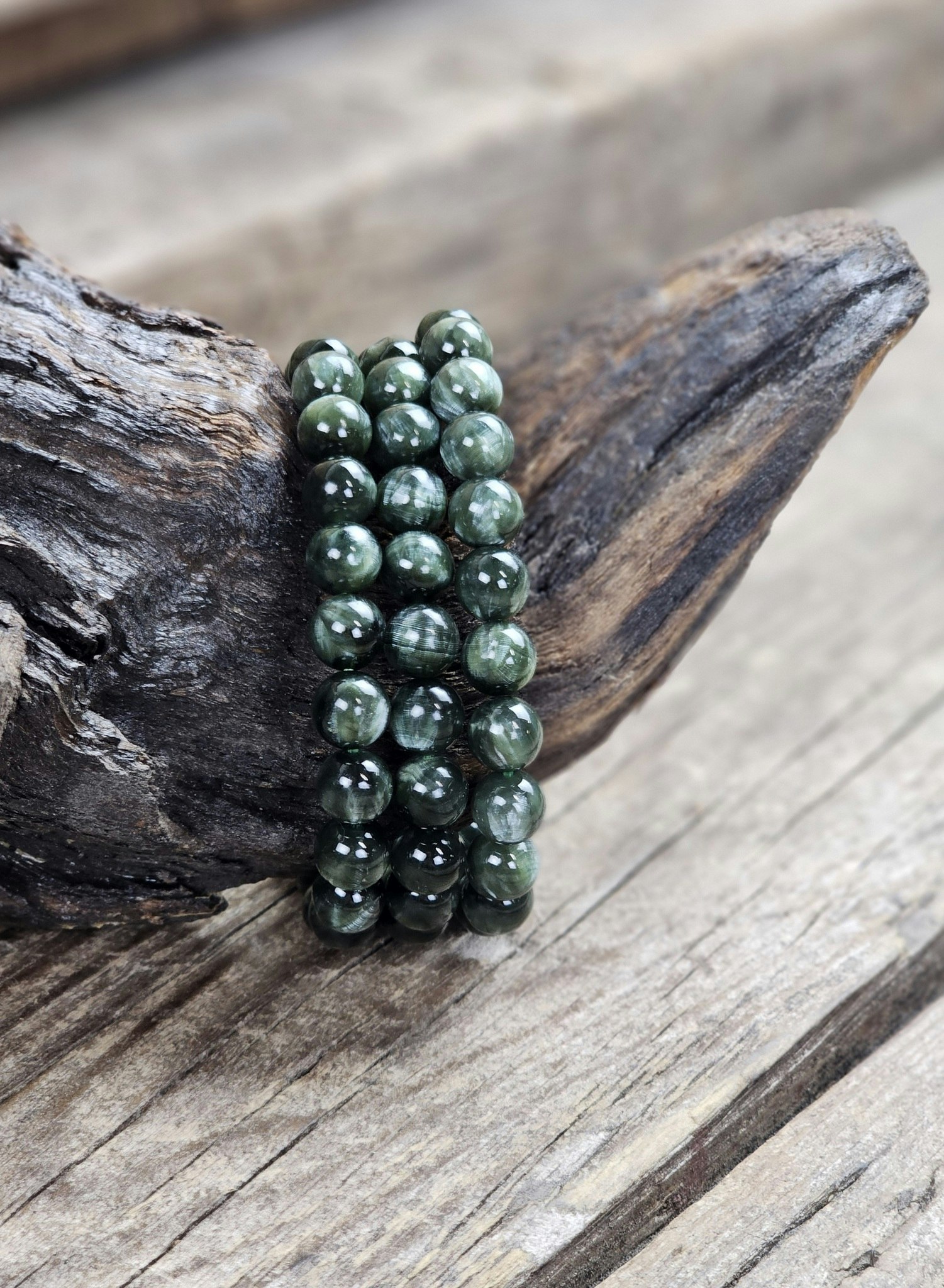 Serafinit, armband 7,5mm runda pärlor -60% fyndexemplar B-kvalité