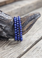 Lapis Lazuli, armband 8mm runda pärlor -30% fyndexemplar svagare färg/B-kvalité samt mindre pärlor
