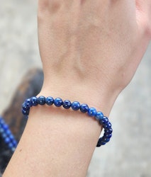 Lapis Lazuli, armband 8mm runda pärlor -30% fyndexemplar svagare färg/B-kvalité samt mindre pärlor