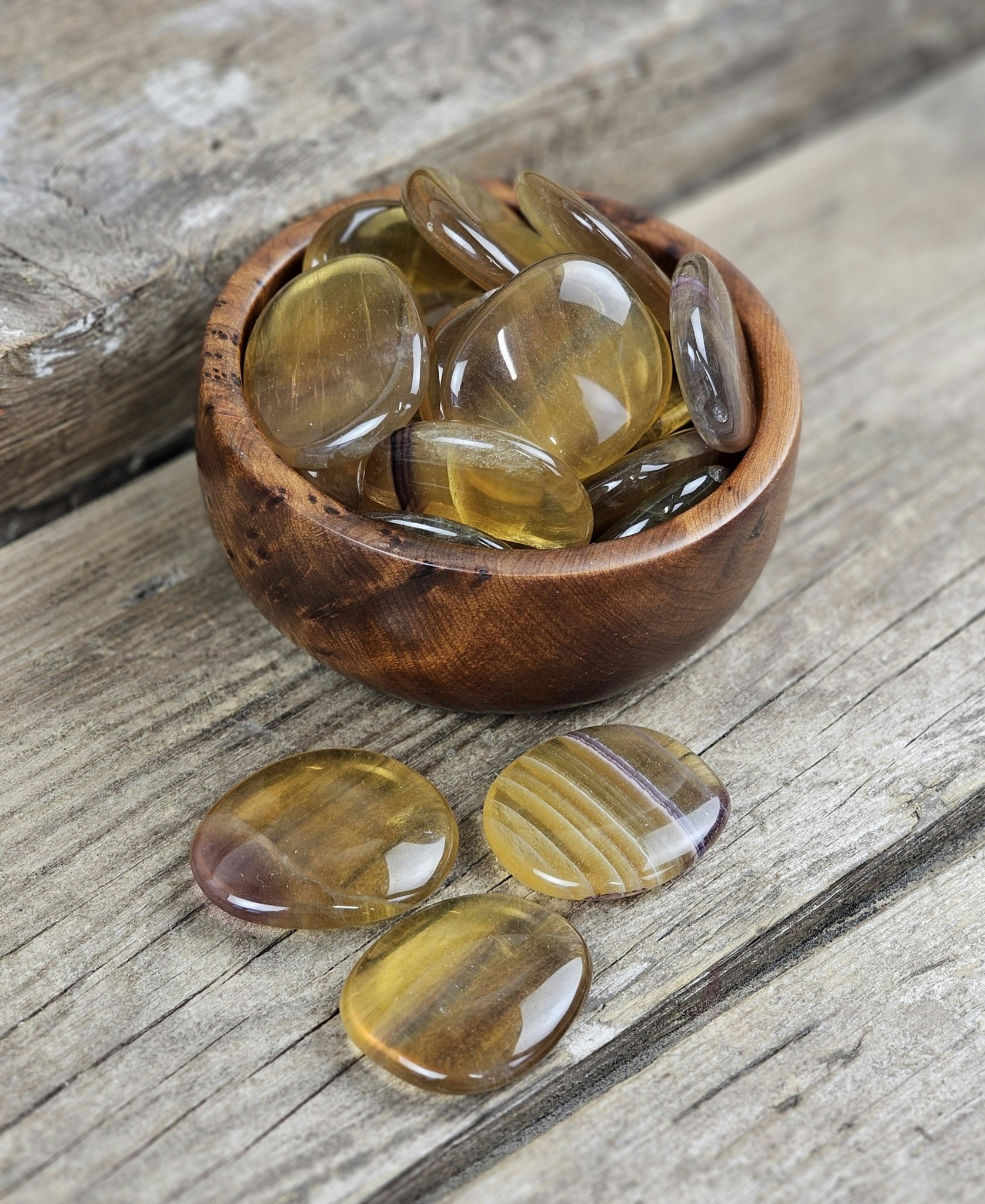 Gul Fluorit platta, touchstone -40% fynd mindre storlek