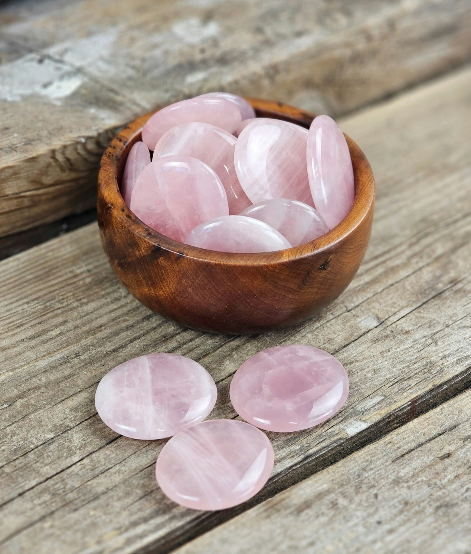 Rosenkvarts platta, touchstone -30% fyndexemplar mindre storlek