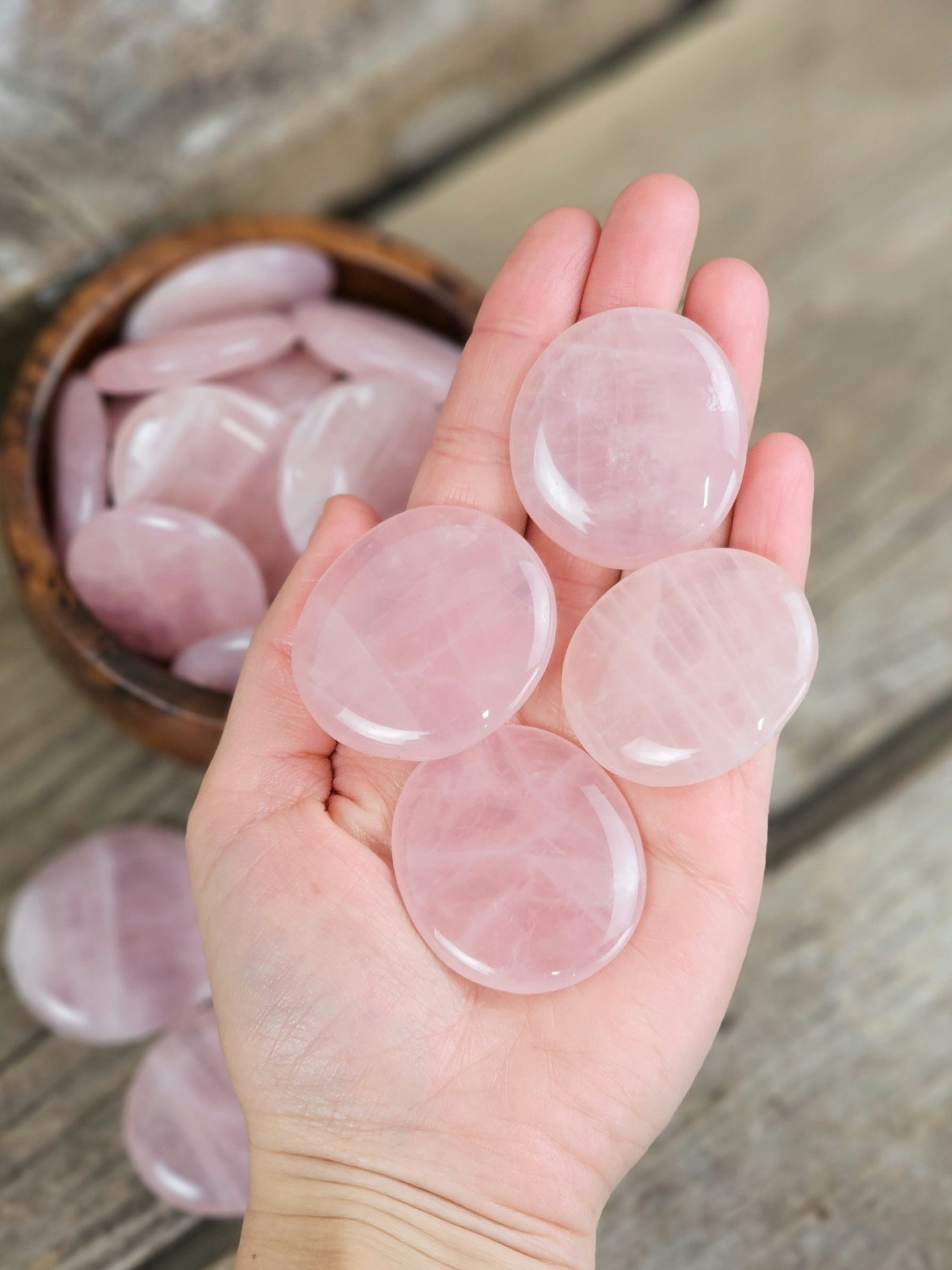 Rosenkvarts platta, touchstone -30% fyndexemplar mindre storlek