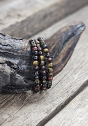 Tigeröga, Falköga & Oxöga mix, armband 6mm runda pärlor -30% fynd lägre kvalité