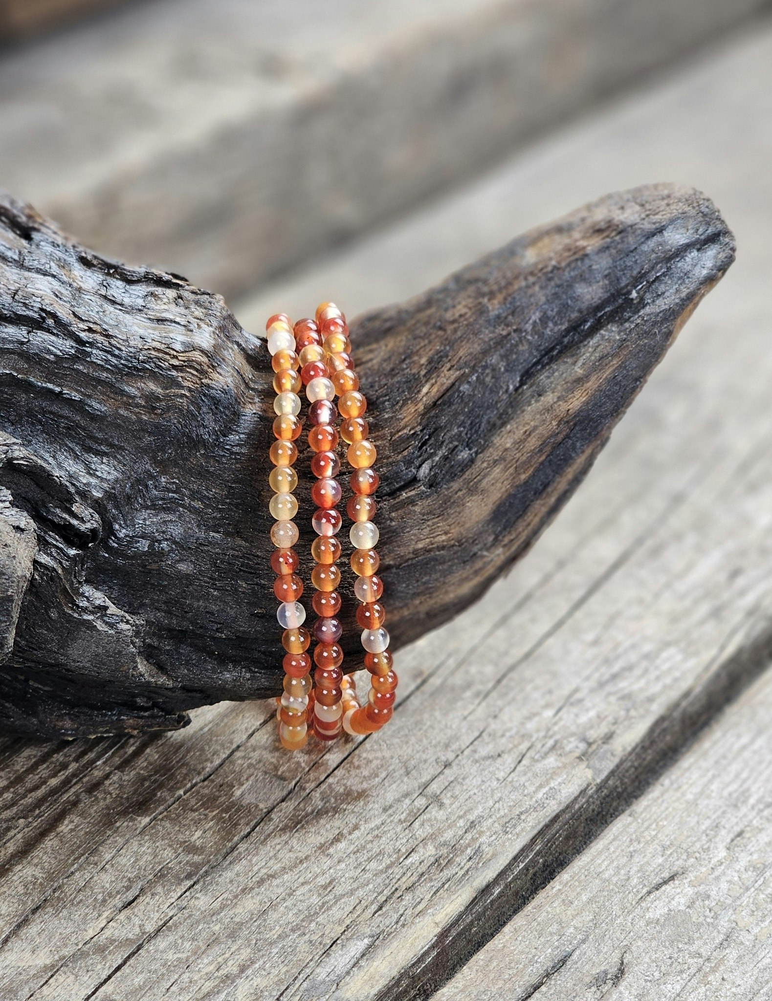 Karneol, armband 4mm runda pärlor -20% fynd trasig pärla