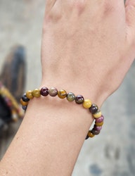 Mookaitjaspis, armband 6mm runda pärlor -30% fynd dålig tråd