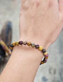 Mookaitjaspis, armband 6mm runda pärlor -30% fynd dålig tråd