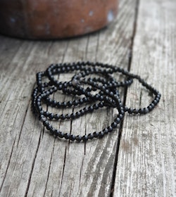 Svart Obsidian, armband 4mm runda pärlor