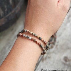 Polykromjaspis, armband 4mm runda pärlor
