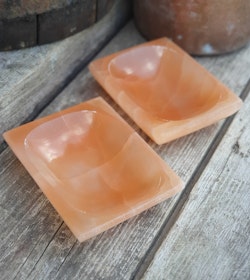Orange/Rosa Selenit, rektangel skål