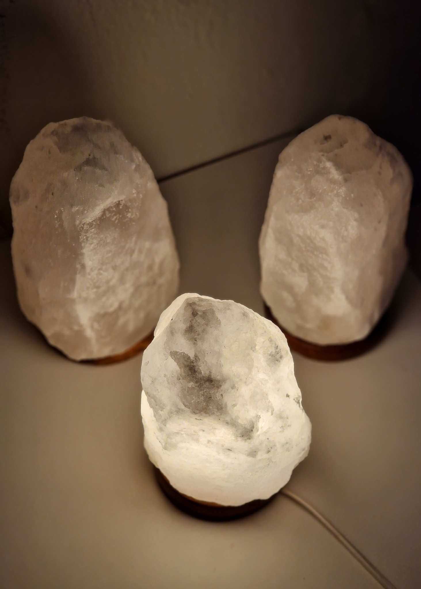 Vit Saltkristall, lampa
