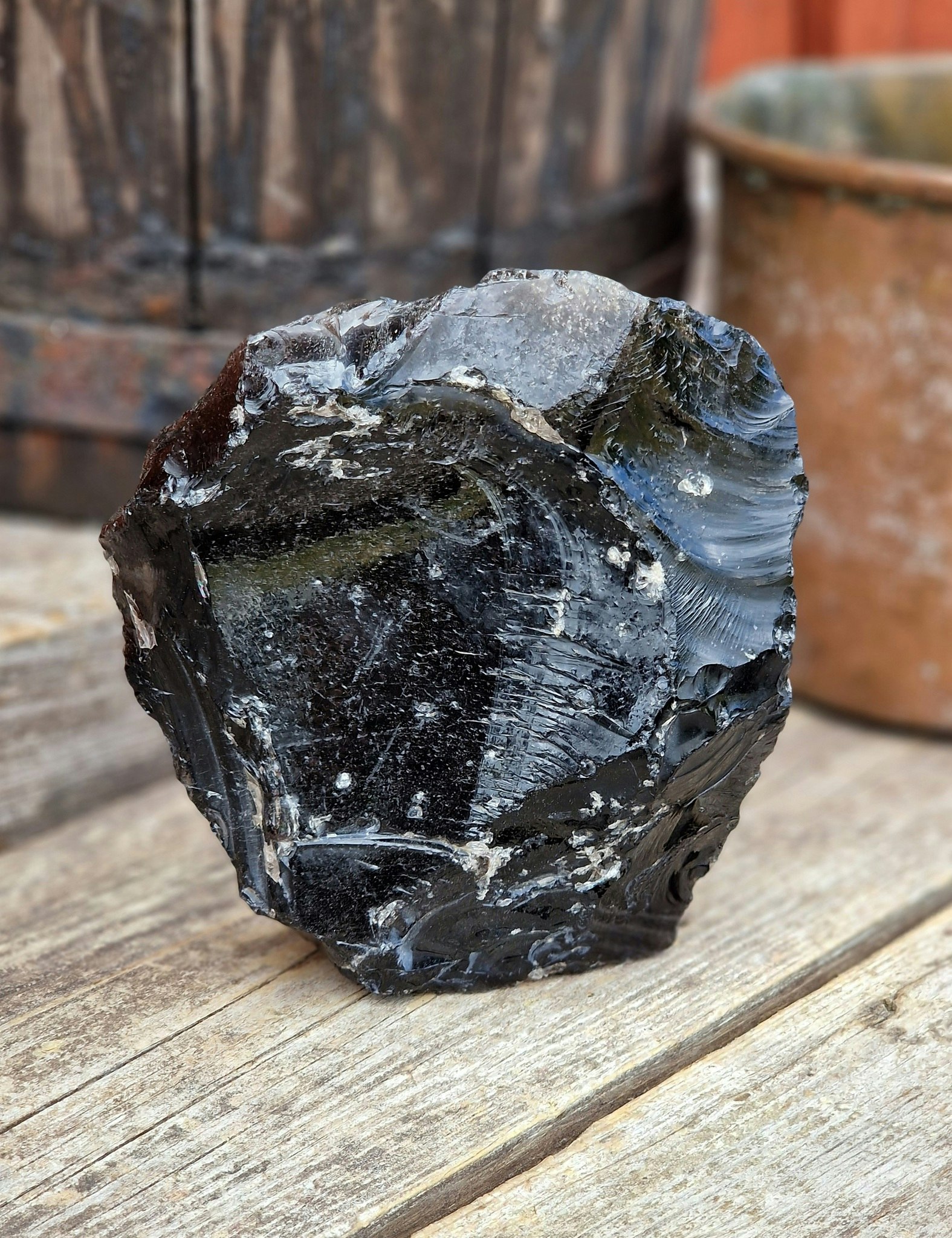 Halvpolerad Svart Obsidian #1