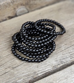 Svart Obsidian, armband 6mm runda pärlor