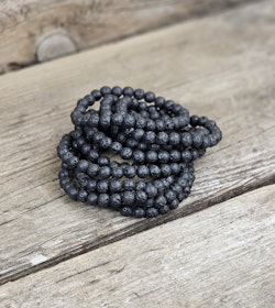 Lavasten, armband 6mm runda pärlor