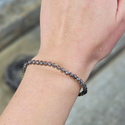 Obsidian, armband 4mm facetterade pärlor