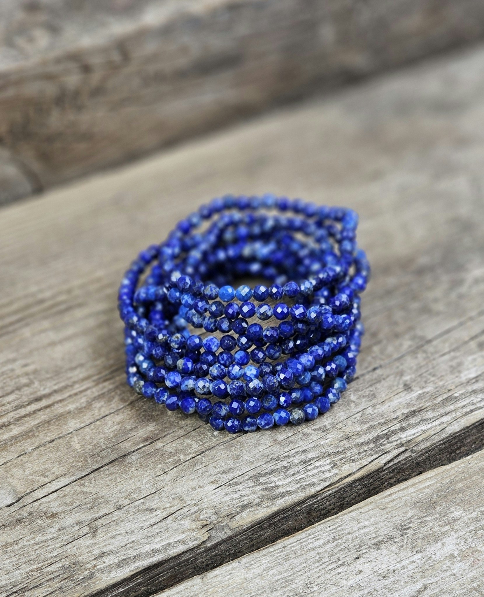 Lapis Lazuli, armband 4mm facetterade pärlor