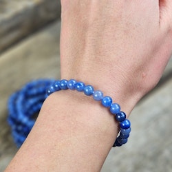Blå Kvarts, armband 6mm runda pärlor