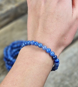 Blå Kvarts, armband 6mm runda pärlor