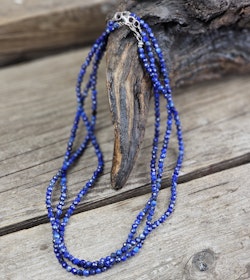 Lapis Lazuli, halsband 4mm facetterade pärlor 925s.