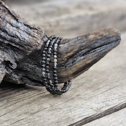 Svart Obsidian, armband 4mm runda pärlor