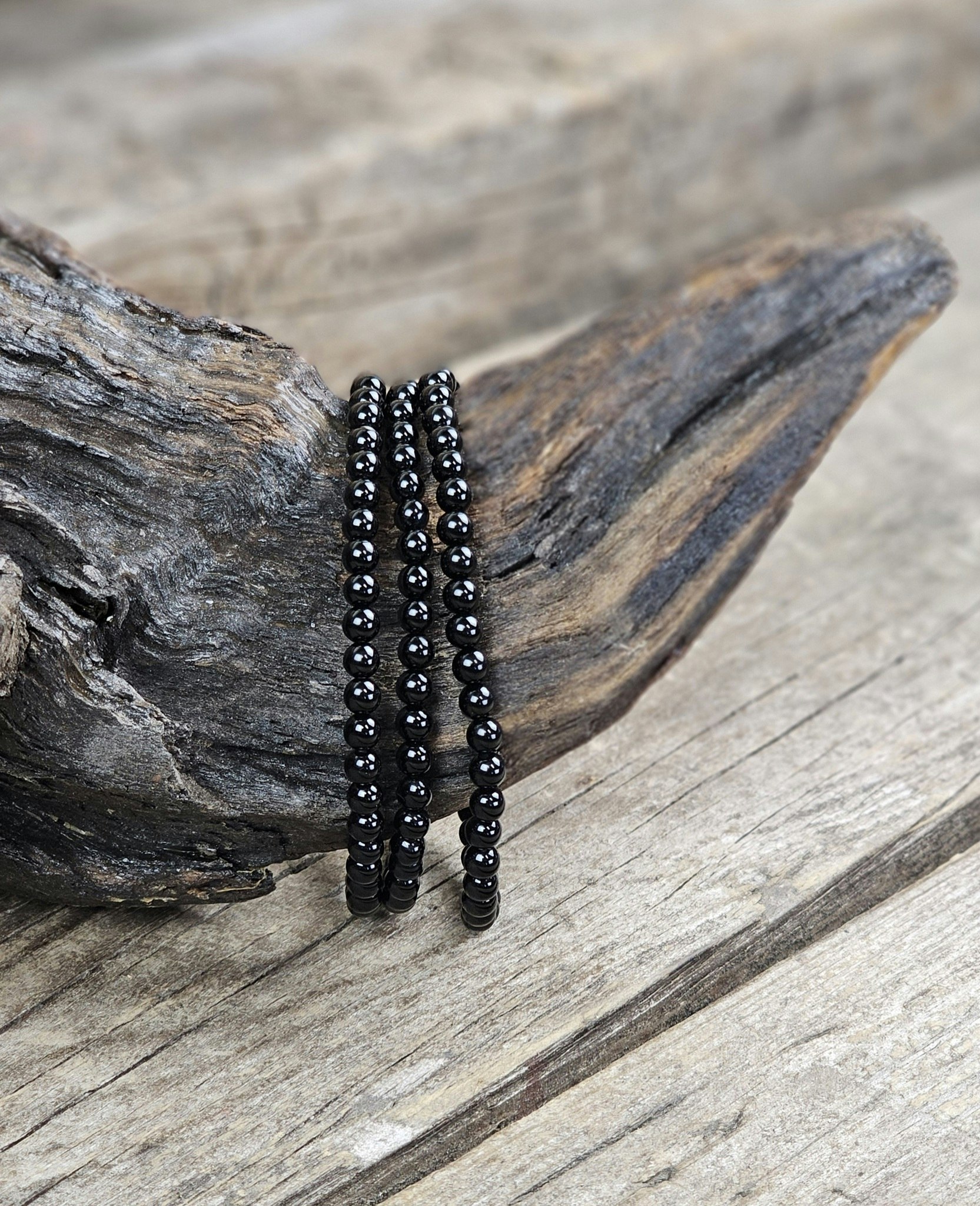 Onyx, armband 4mm runda pärlor