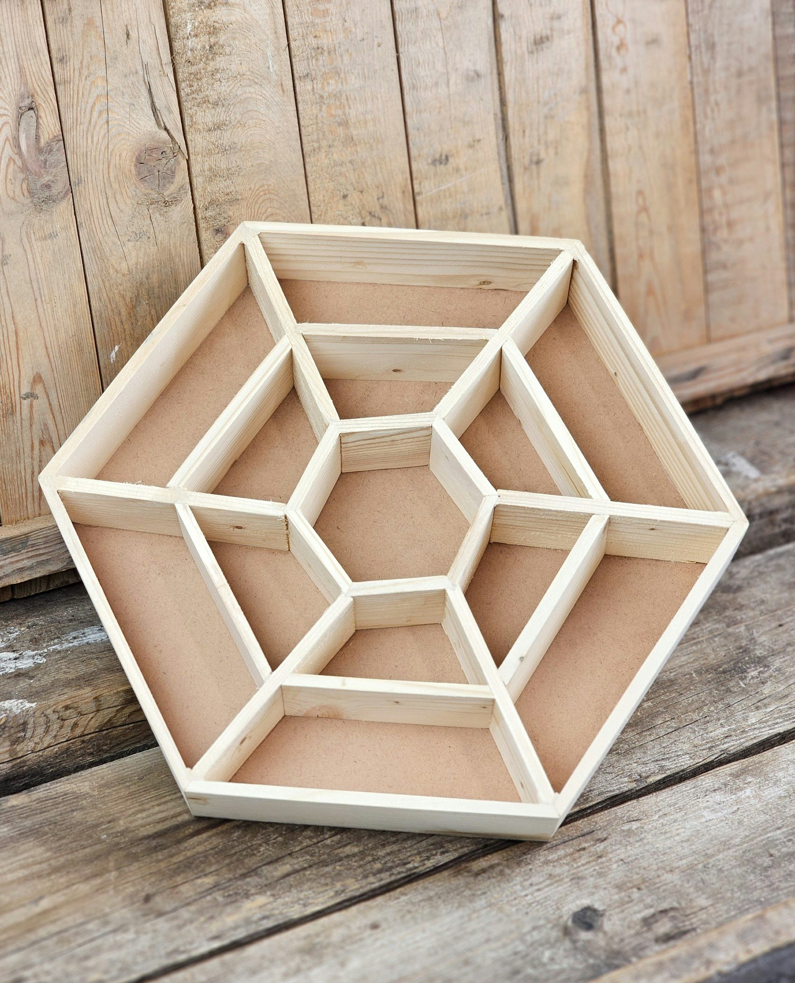 Mandala i trä, stor förvaring till kristaller display