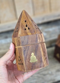 Rökelsebrännare för koner, Pyramid i trä Buddha