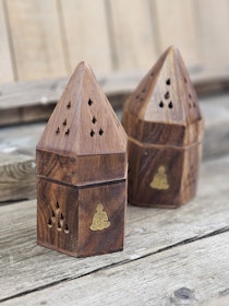 Rökelsebrännare för koner, Pyramid i trä Buddha