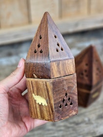 Rökelsebrännare för koner, Pyramid i trä Elefant