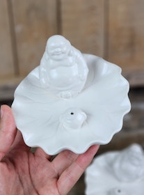Rökelsehållare vit, Buddha