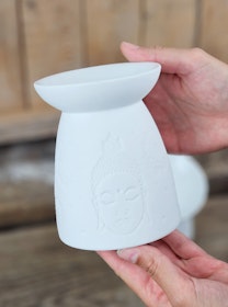 Aromalampa, diffuser vit keramik Buddha stor