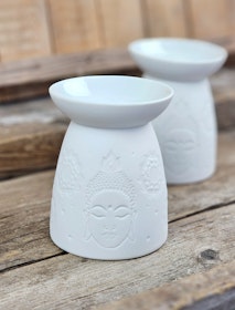 Aromalampa, diffuser vit keramik Buddha stor