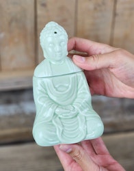 Aromalampa, diffuser ljusgrön keramik sitting Buddha
