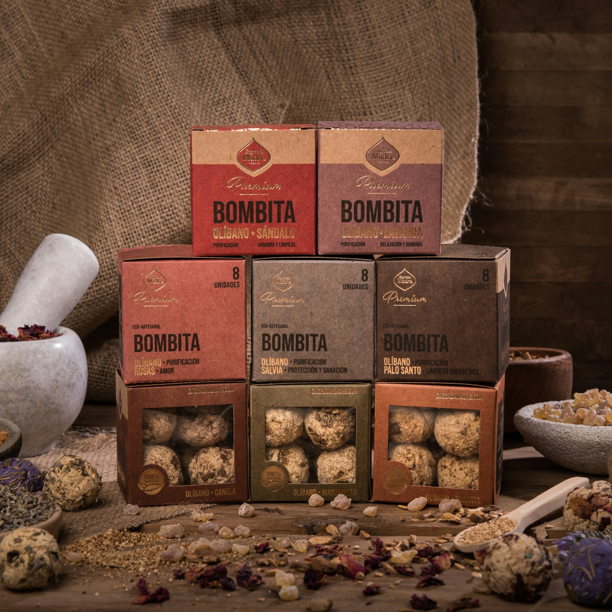 Sagrada Madre - Premium Bombitas, Olibanum & Lavendel rökelsebollar
