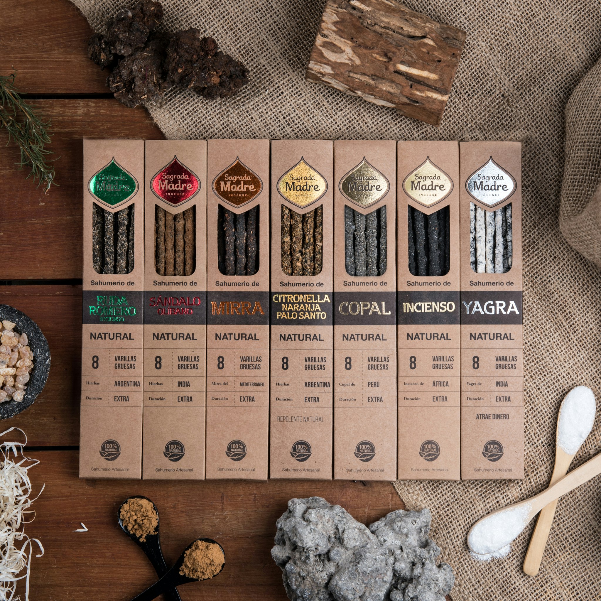 Sagrada Madre Natural line - Sandelträ & Frankincense, rökelsepinnar