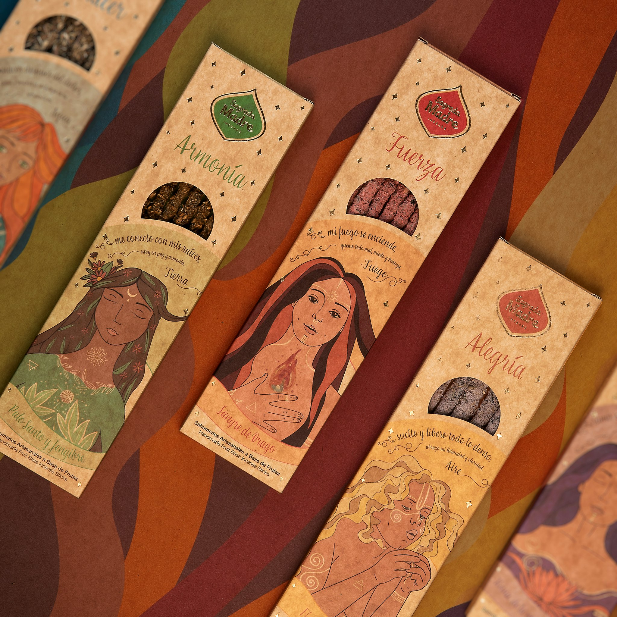 Sagrada Madre -  5 Elements, Earth (Palo Santo & Ingefära) rökelsepinnar