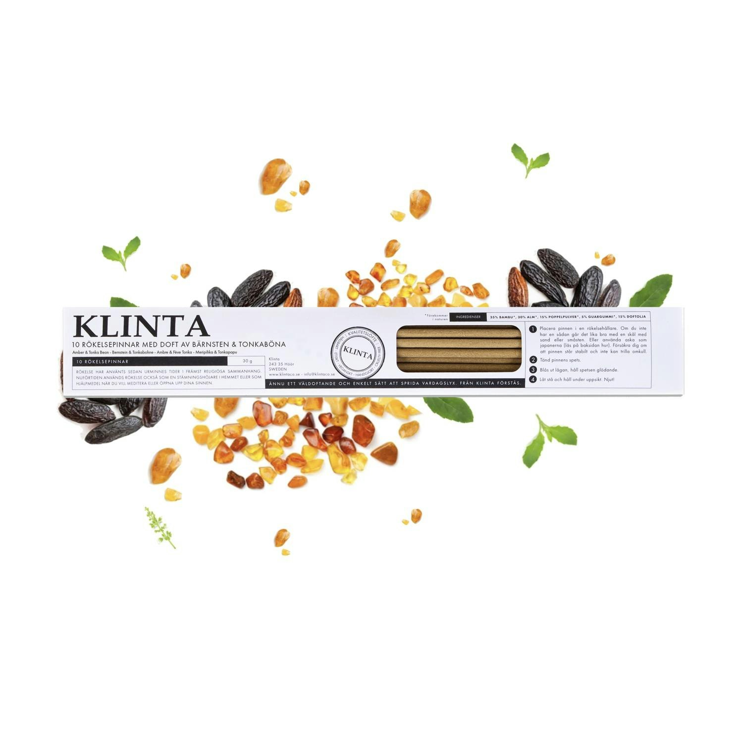 Klinta - Bärnsten & Tonkaböna, rökelsepinnar