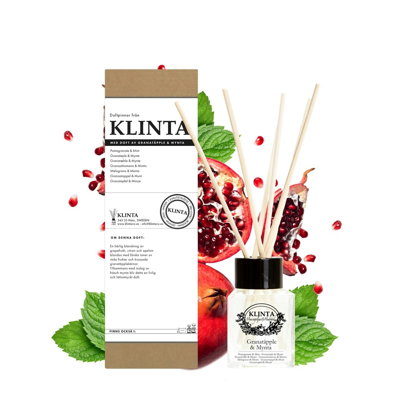 Klinta - Granatäpple & Mynta, doftpinnar
