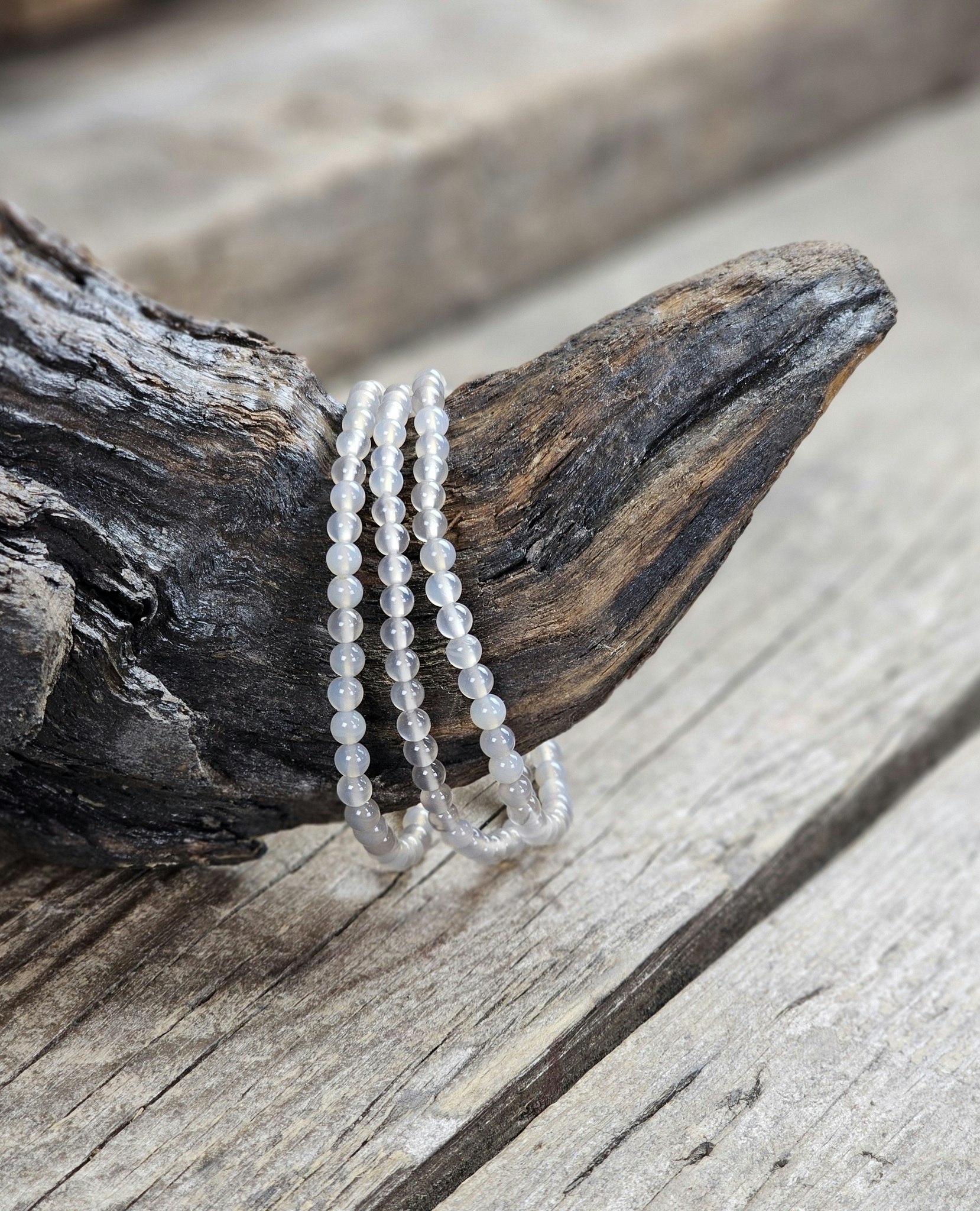 Agat, armband 4mm runda pärlor