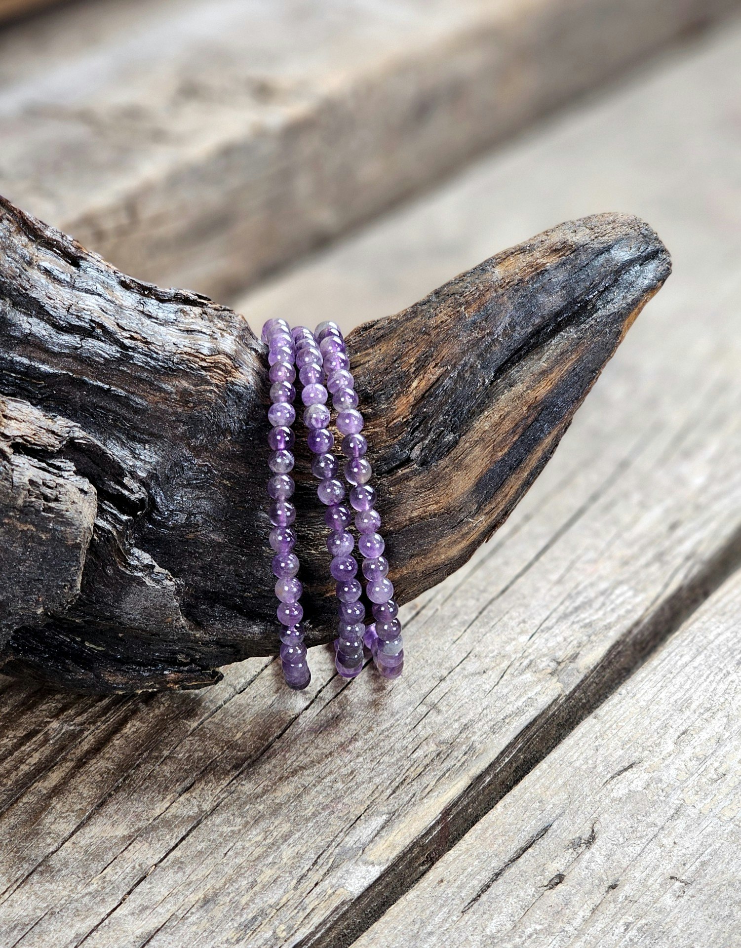 Ametist, armband 4mm runda pärlor